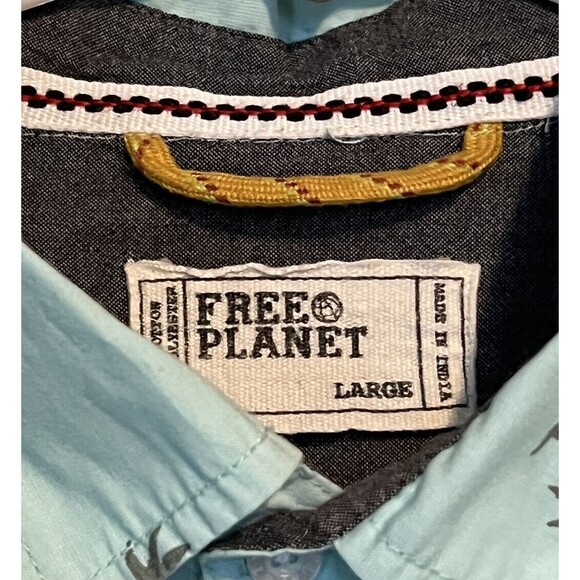 Free planet mens shirt size L teal nautical button up - Picture 2 of 6